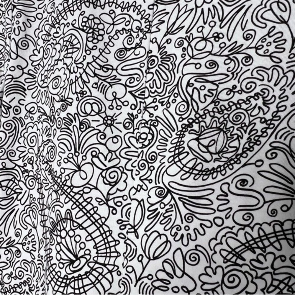 NWT Tory Burch Doodle Print Pima Cotton Dress size M, black & white - Picture 4 of 5